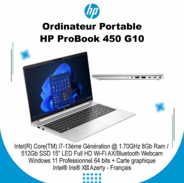 ORDINATEUR HP PROBOOK 450 G10 512GO RAM8